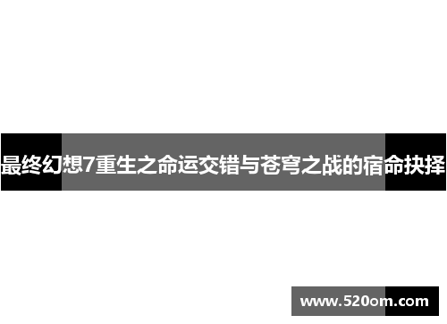 最终幻想7重生之命运交错与苍穹之战的宿命抉择